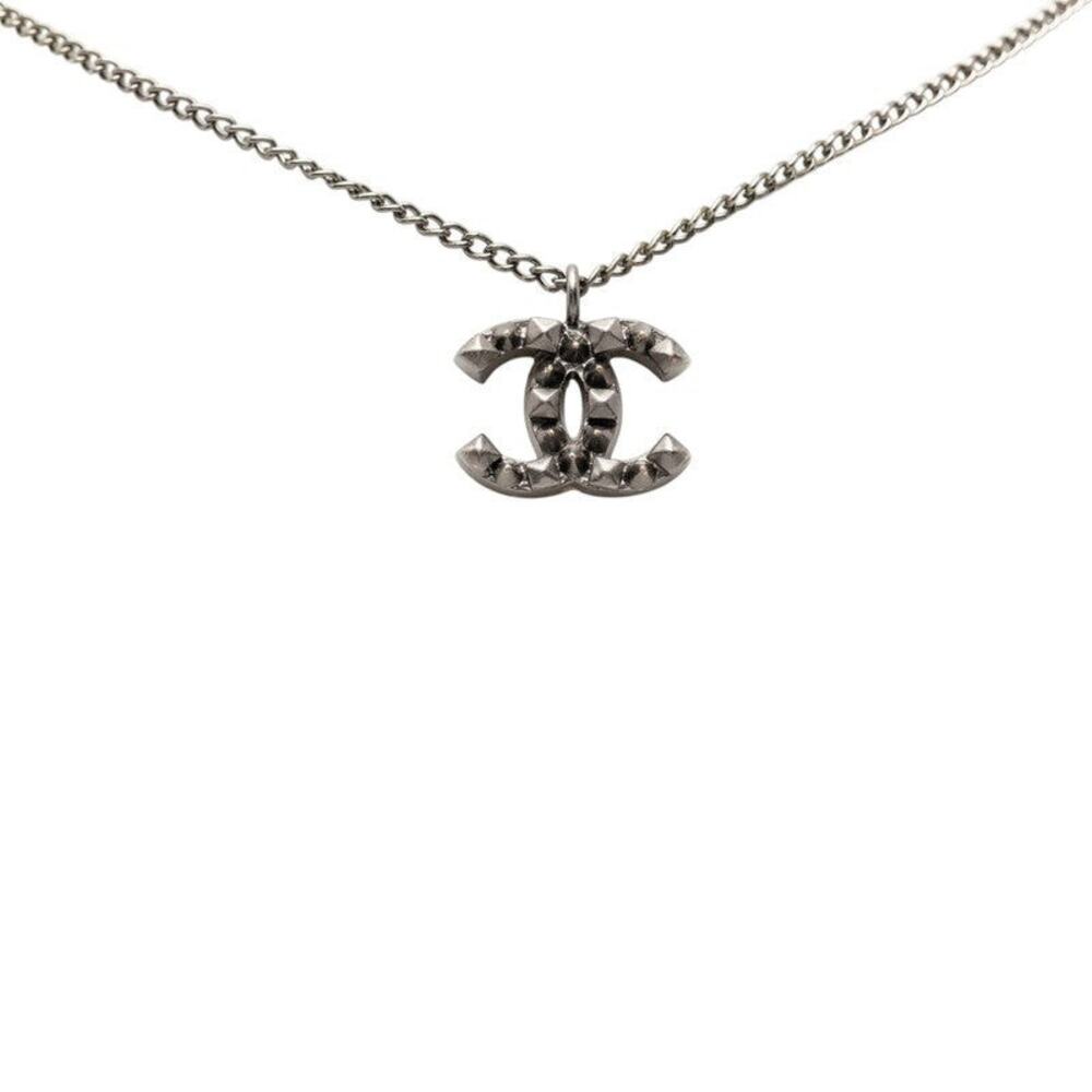 Chanel CC Logo Studs Pendant Necklace Black
